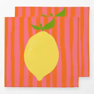 Servietten Zitrone auf Streifen
