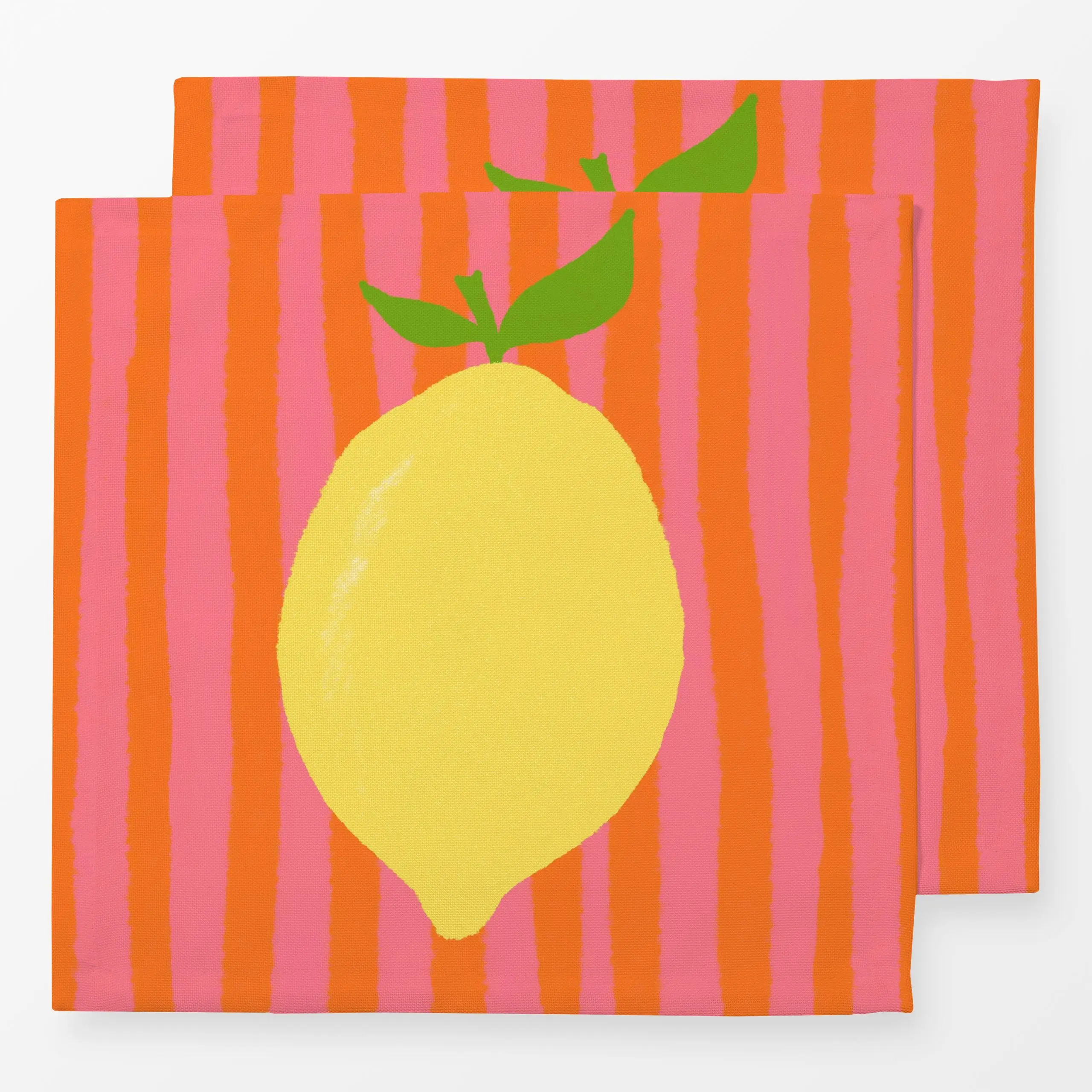 Servietten Zitrone auf Streifen - Sommer, Symbole & Muster, Früchte - von „Studio Dolci"; Frucht, Streifen, Zitrone, Zitrusf...