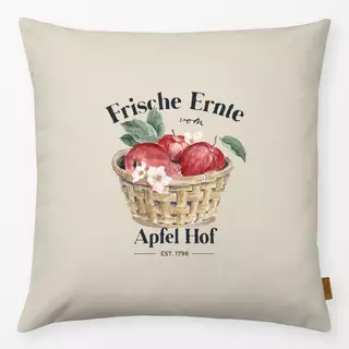 Kissen Ernte Apfel Korb warm beige