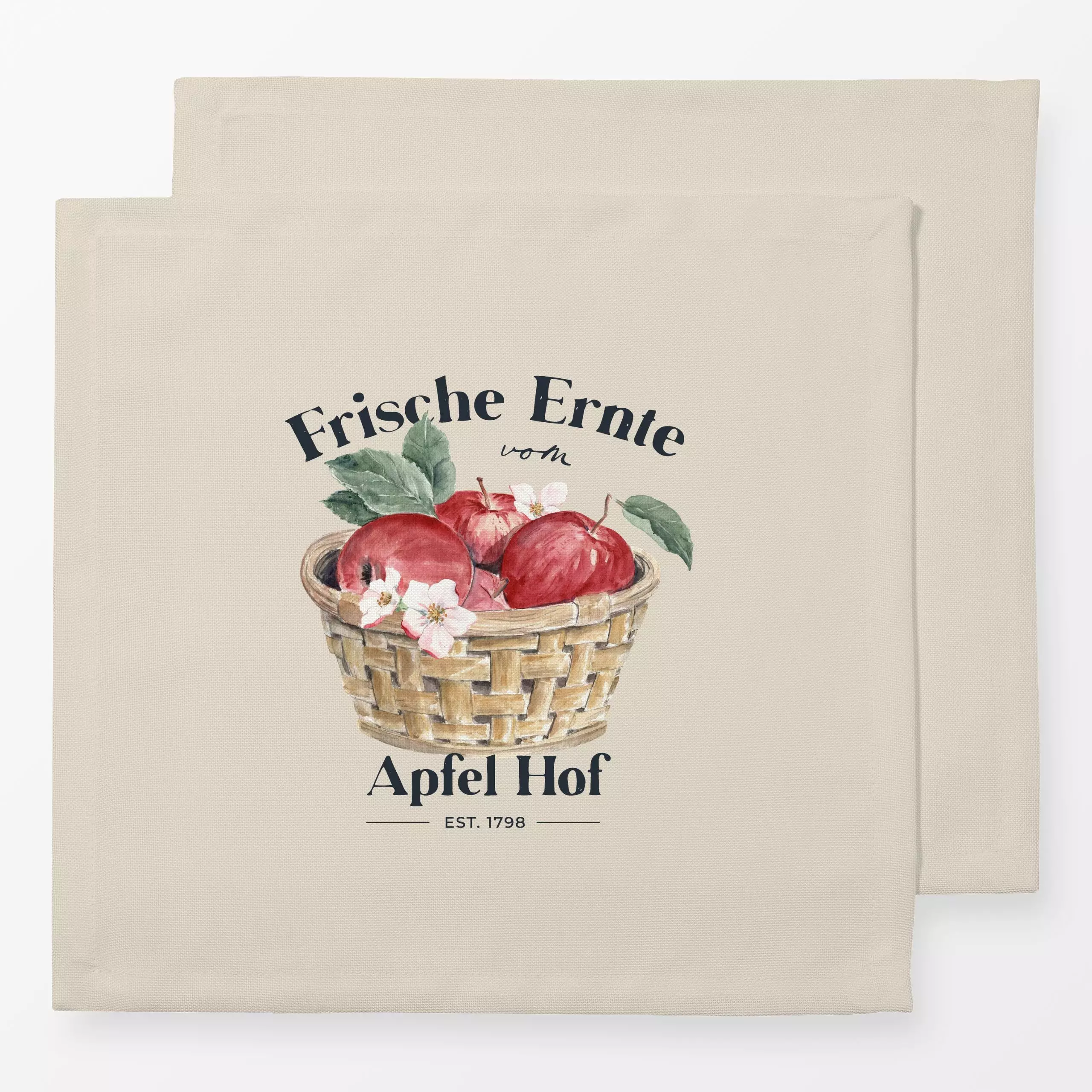 Servietten Ernte Apfel Korb warm beige - von „Katrin Graff"; Apfel, landhaus, Herbstdeko, Ernte, herbstlich, watercolor, Lan...