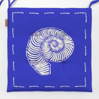 Sitzkissen Schneckenmuschel blauweiss