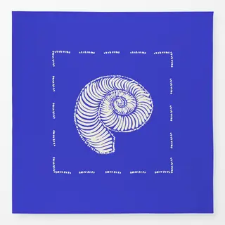 Tischdecke Schneckenmuschel blauweiss