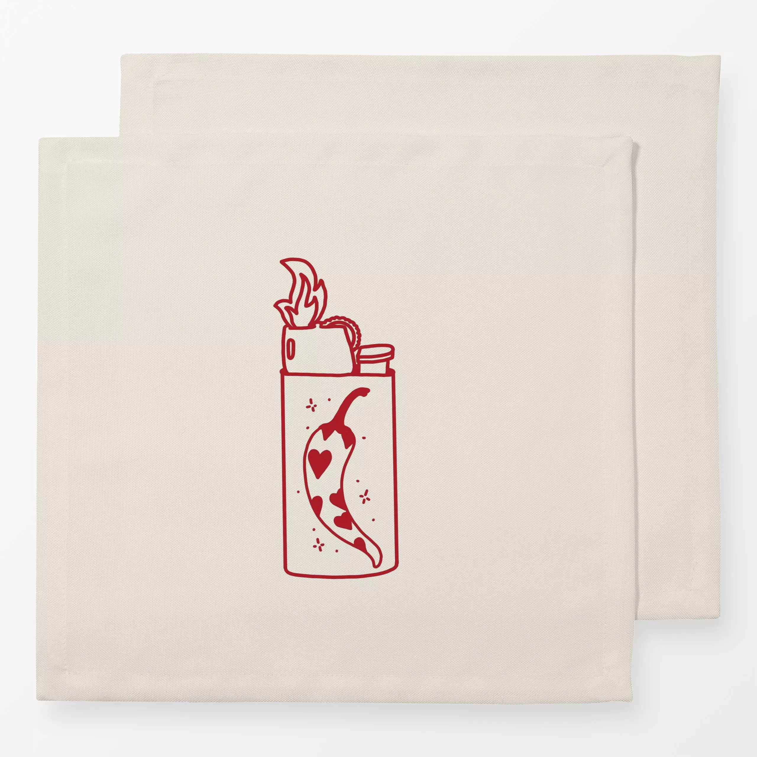 Servietten Feuerzeug Chili Beige - Liebe, Romantik & Pride - von „textilwerk"; Illustration, trend, geschenkidee, minimalist...