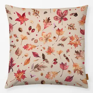 Kissen Herbst Blätter Leaf Beige Rot