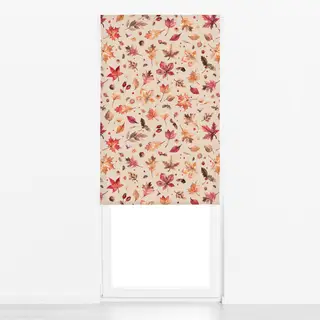 Raffrollo Herbst Blätter Leaf Beige Rot