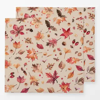 Servietten Herbst Blätter Leaf Beige Rot