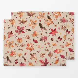 Tischset Herbst Blätter Leaf Beige Rot