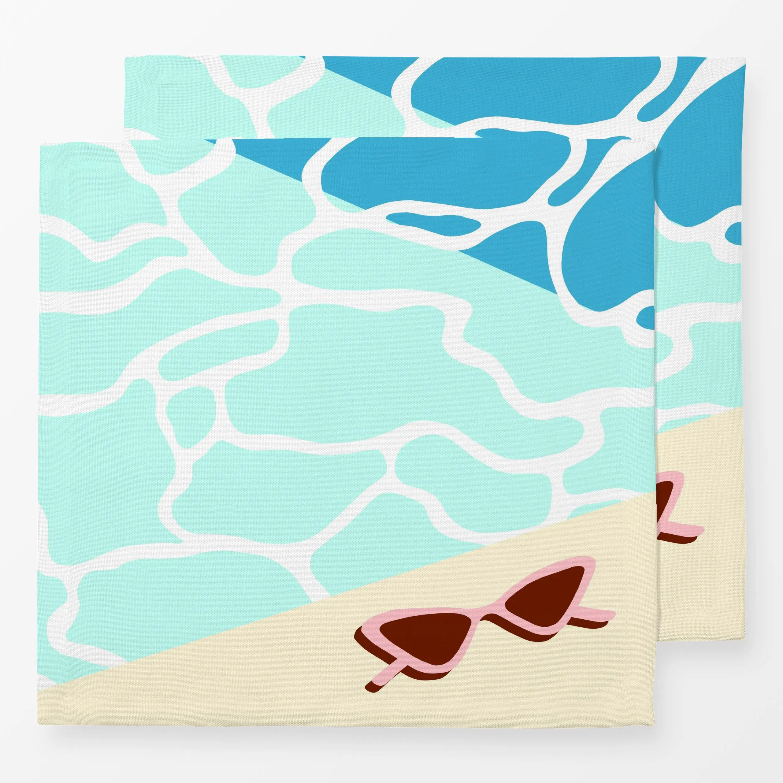 Servietten Retro Summer Poolside - Sommer, Symbole & Muster - von „By Anna Sienna"; Wasser, Retro, Sommer, pool, swimmingpoo...