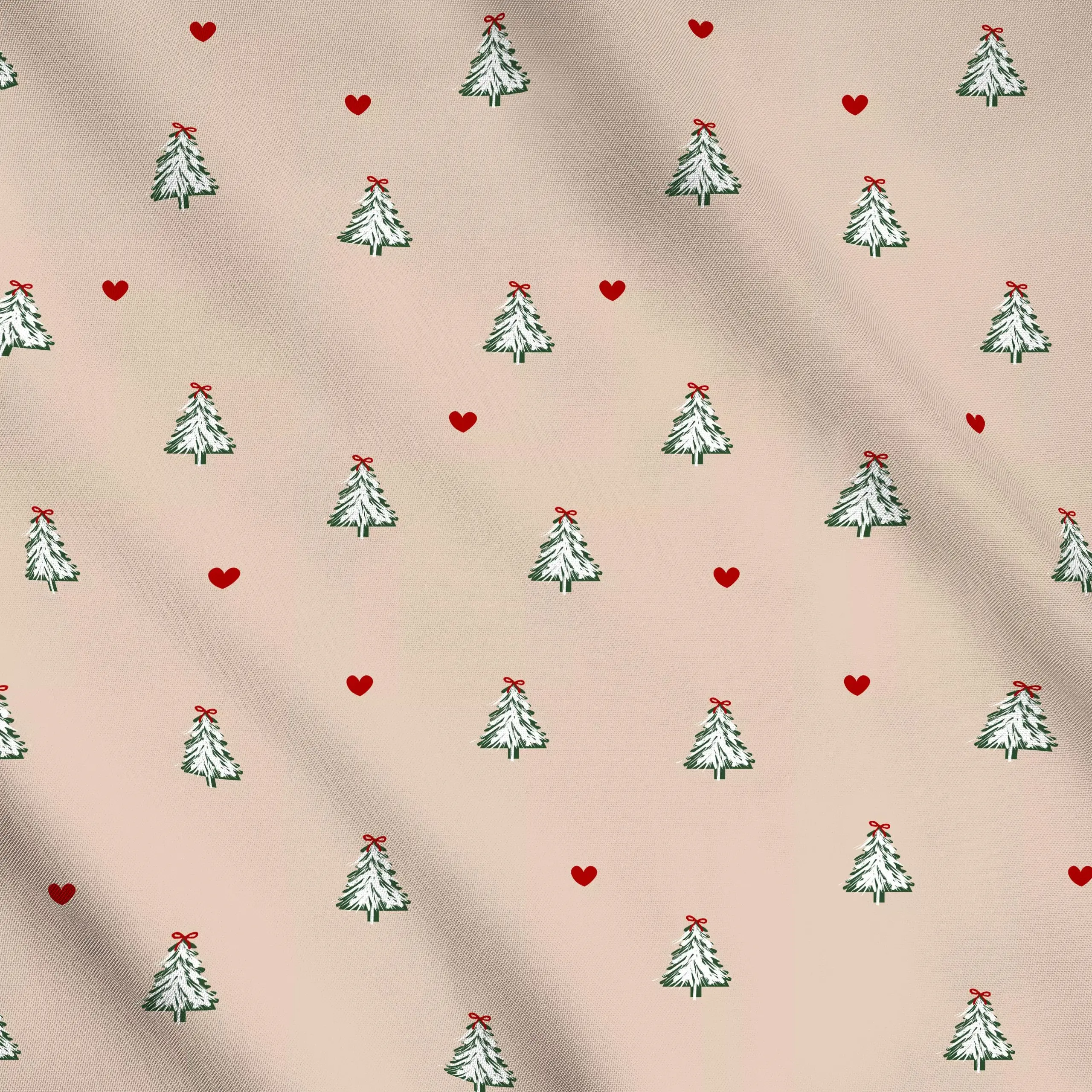 Meterware Weihnachtsbaum Herzen Beige - Liebe, Romantik & Pride, Weihnachten, Winter - von „Alisa Knöß"; Herzen, Weihnachtsb...