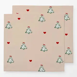 Servietten Weihnachtsbaum Herzen Beige