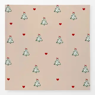 Tischdecke Weihnachtsbaum Herzen Beige