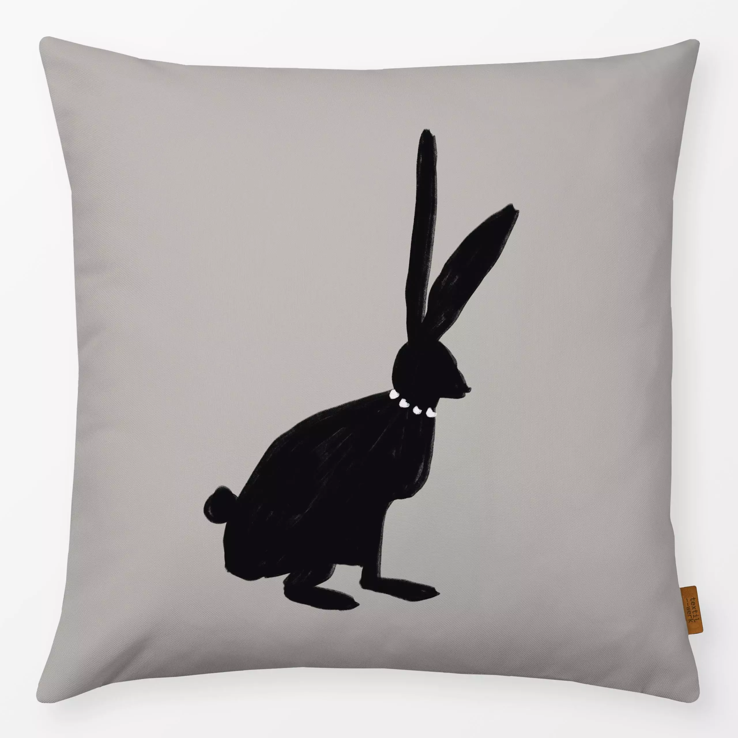 Kissen Osterhase mit Kette Hellgrau - Frühling, Anlässe - von „Sophie Augustin Illustration"; Hase, Ostern, Osterhase, Happy...