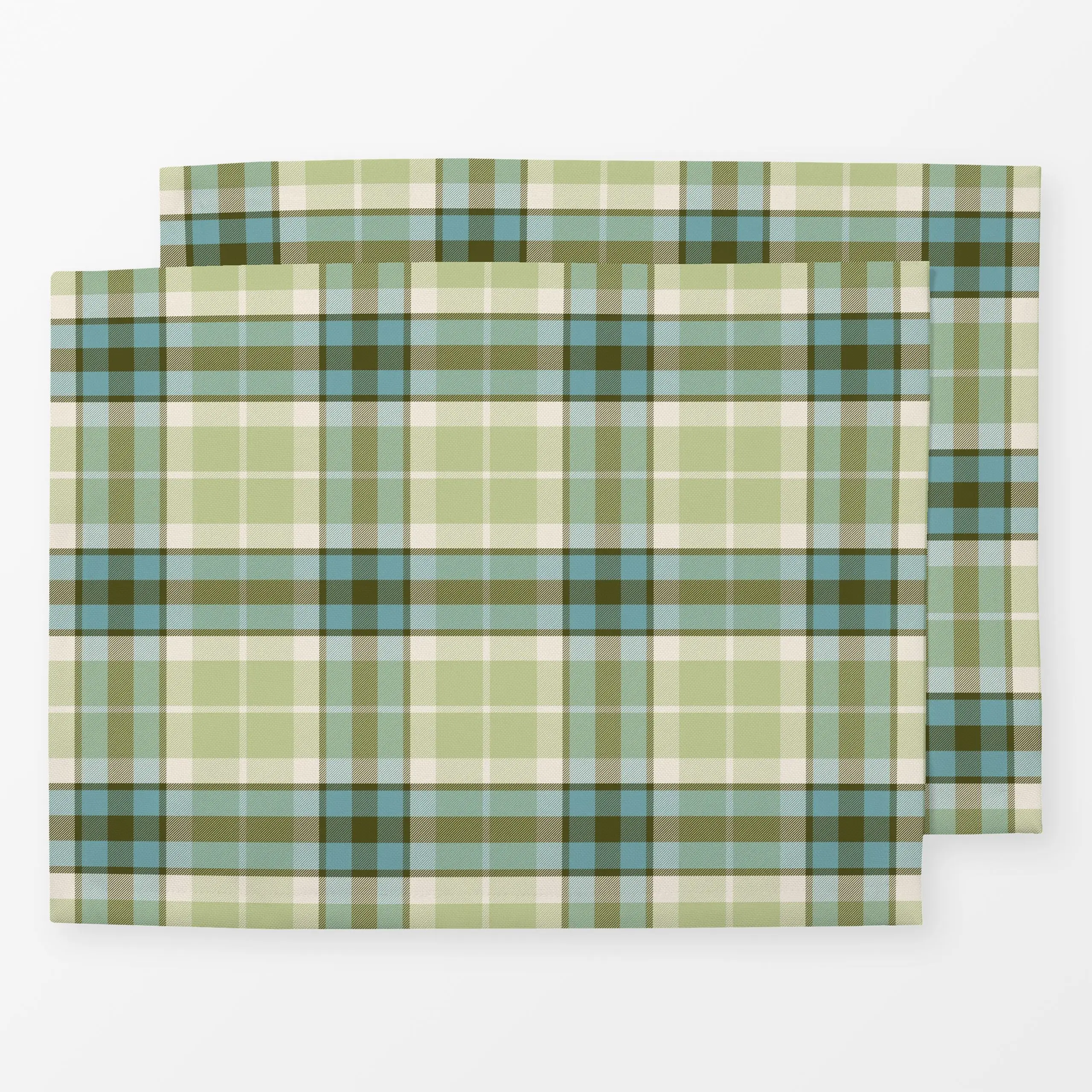 Tischset Glencheck Grün - Herbst, Symbole & Muster - von „Julia Schumacher"; herbstlich, petrol, Landhausstil, olive, Schach...
