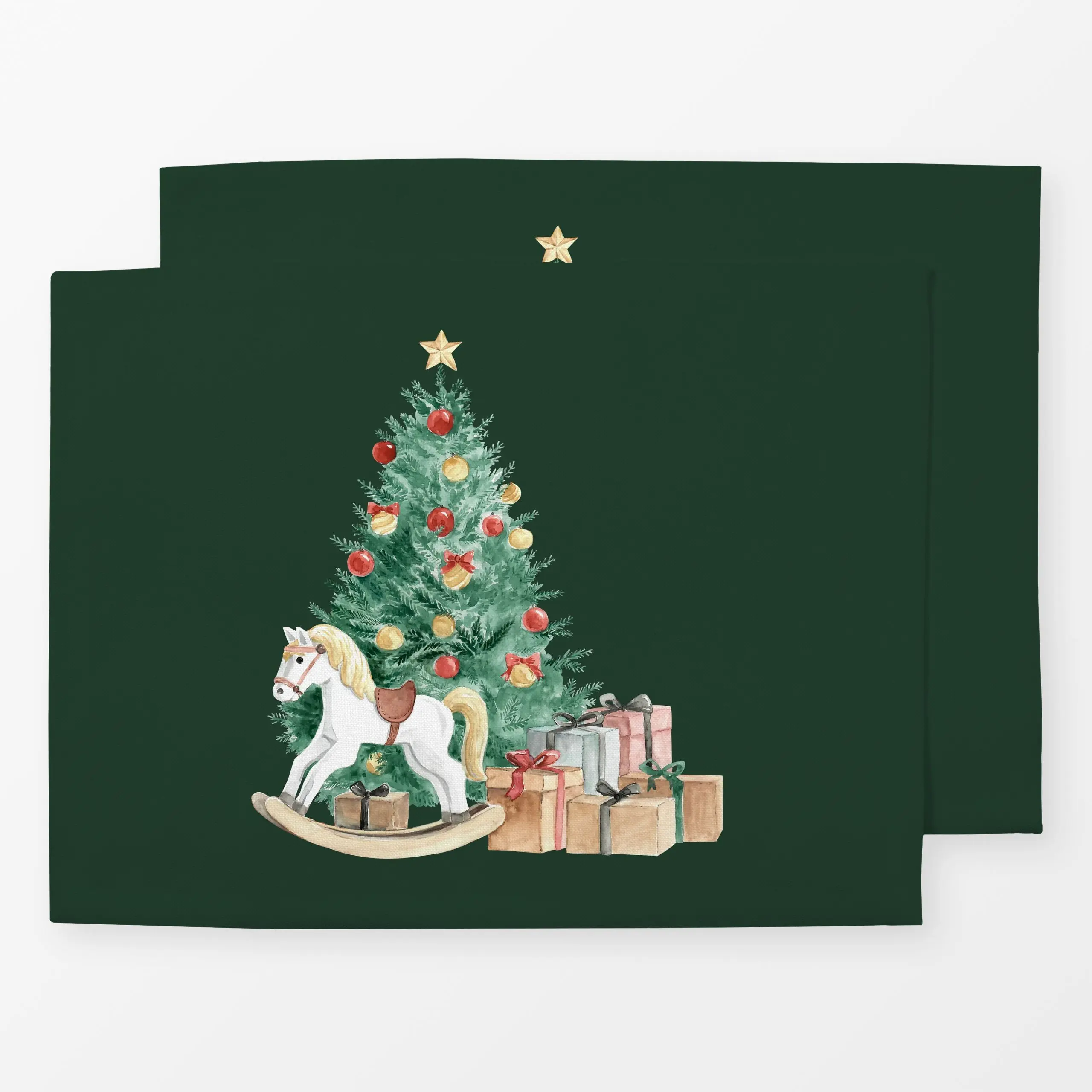 Tischset Weihnachtsbaum Geschenke grün - Weihnachten, Winter - von „Katrin Graff"; Weihnachtsbaum, vintage, landhaus, weihna...