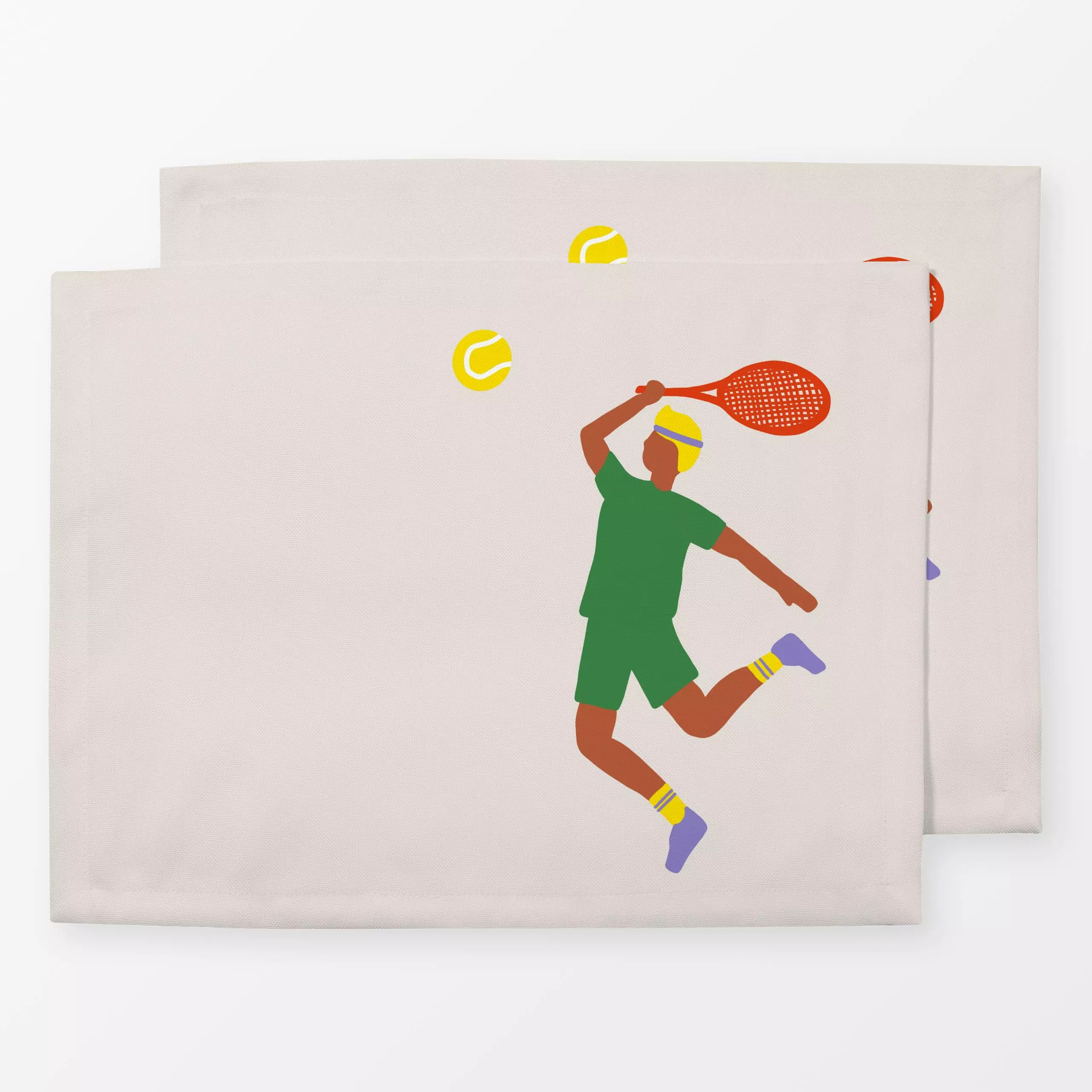 Tischset Tennisspieler 1 - Sport - von „textilwerk"; Illustration, Tennis, beige, Sport, geschenkidee, minimalistisch, schli...