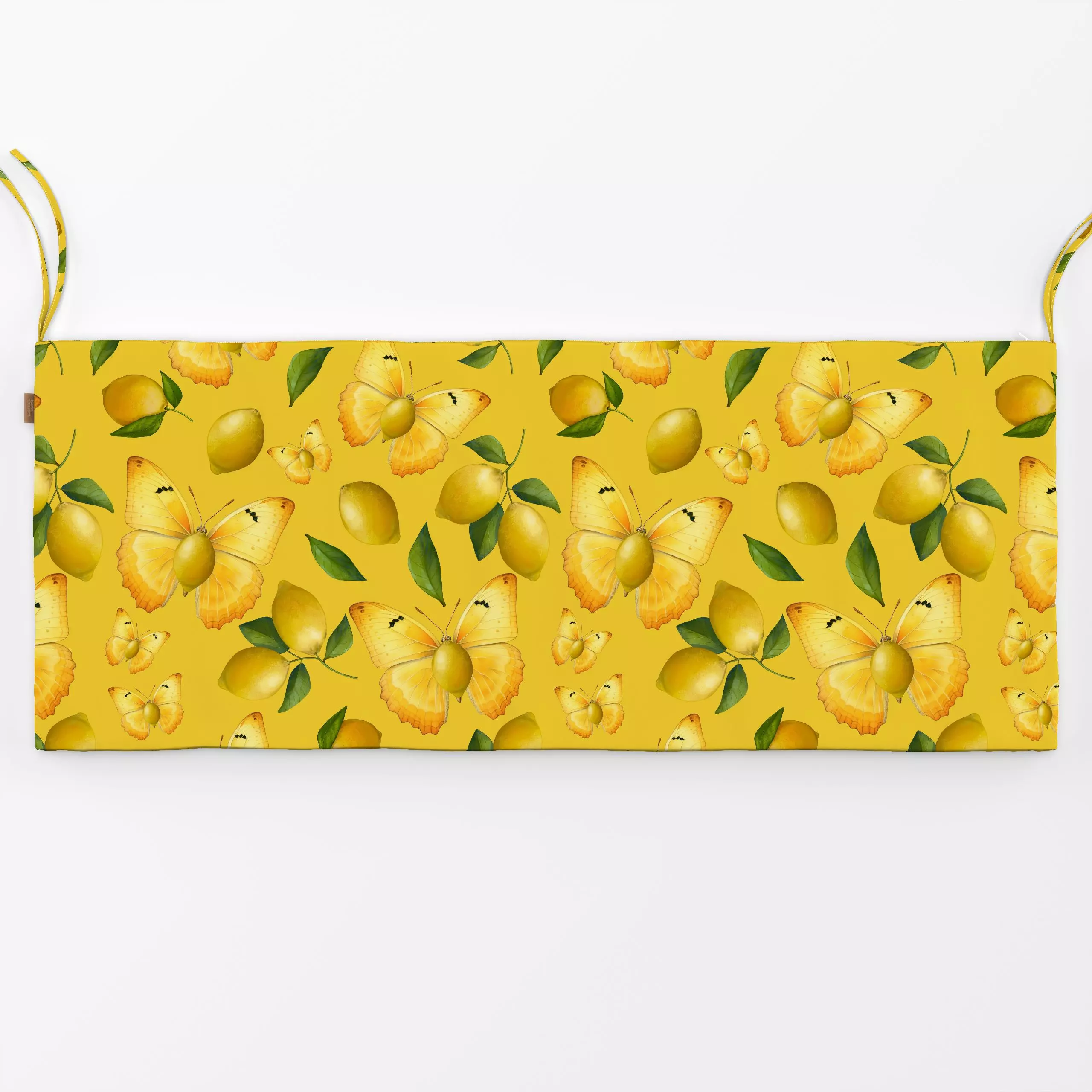 Bankauflage Zitronenfalter bei der Arbeit1 - von „Uta Naumann"; Muster, Garten, Zitrone, Schmetterling, floral, Lustig, Somm...