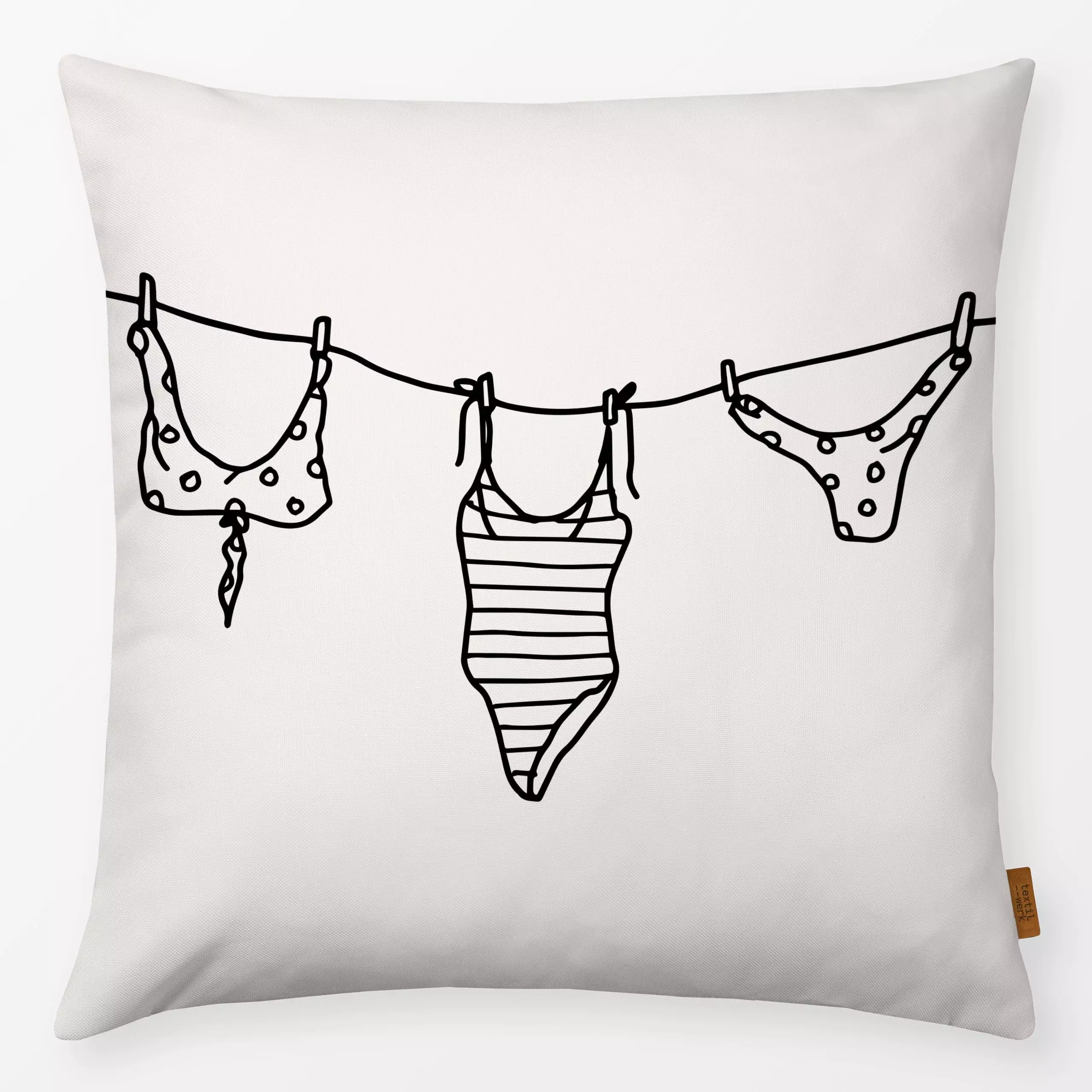 Kissen Hanging Swimwear Schwarz - Sommer - von „textilwerk"; beige, modern, Sommer, summer, minimalistisch, schlicht, handge...