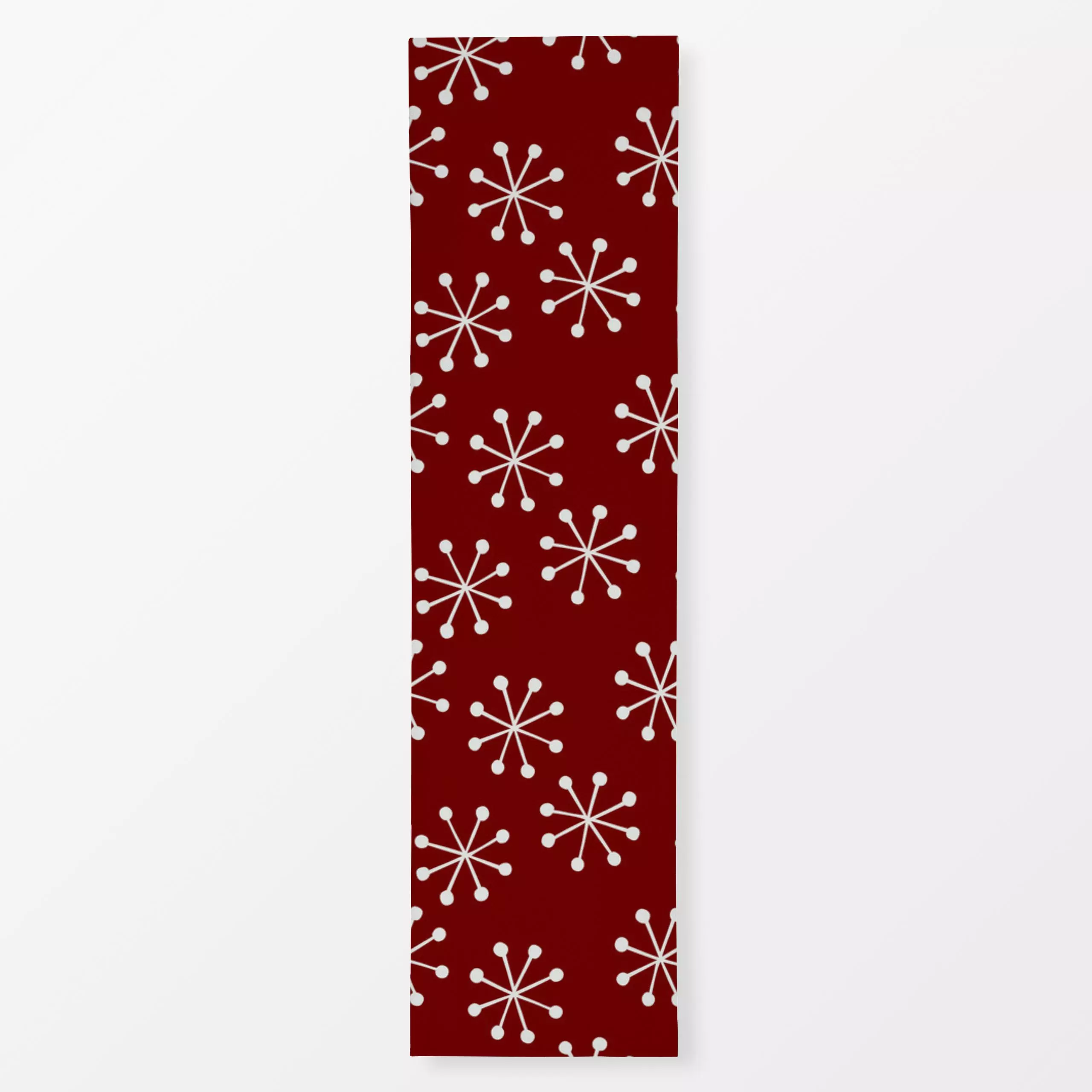 Tischläufer Schneeflocken auf Rot - Weihnachten, Winter - von „Kerstin Ax"; Muster, skandinavisch, Schneeflocken, Weihnachte...