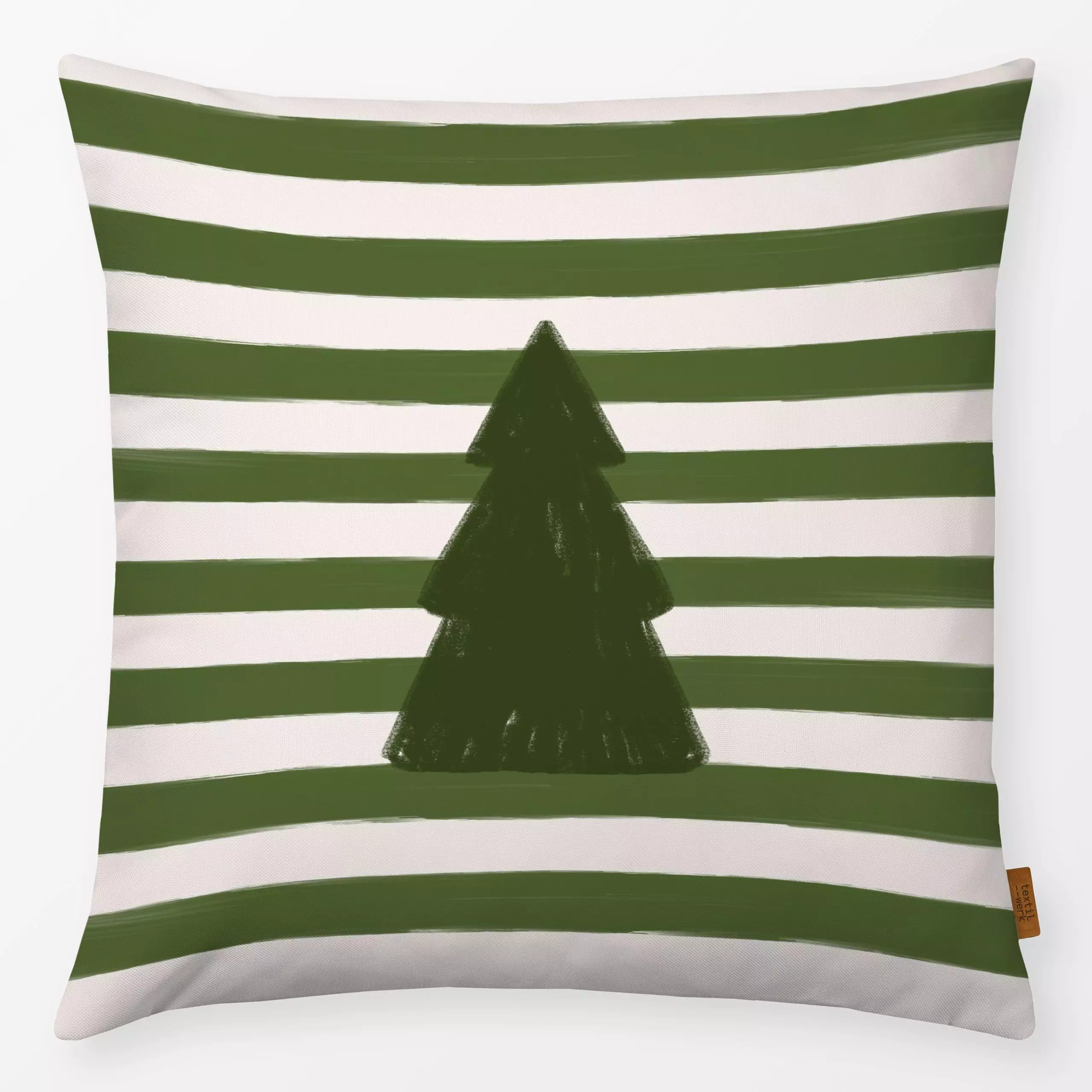 Kissen Stripes Tree - Weihnachten, Winter - von „Kruth Design"; Streifen, Tannenbaum, Weihnachtsbaum, Weihnachtsdeko, klassi...