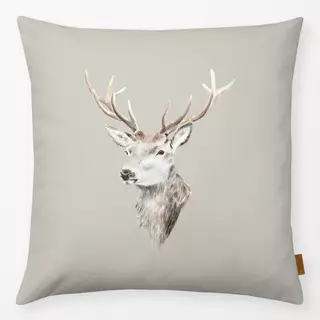 Kissen Aquarell Hirschkopf beige