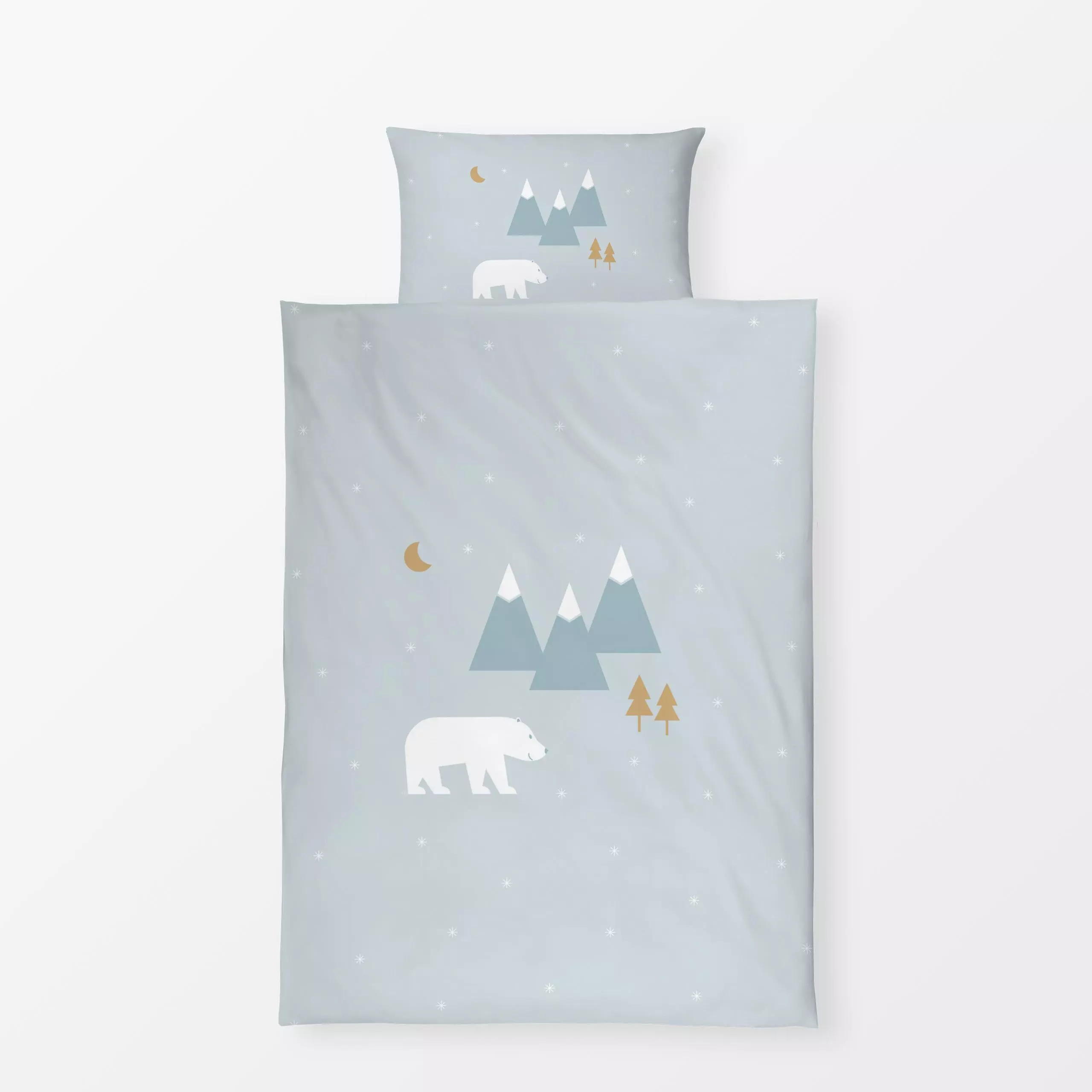 Bettwäsche Eisbär Winter hellblau - Kinderzimmer & Motive für Kinder, Natur & Landschaft, Winter - von „Carolin Vonhoff"; Ki...
