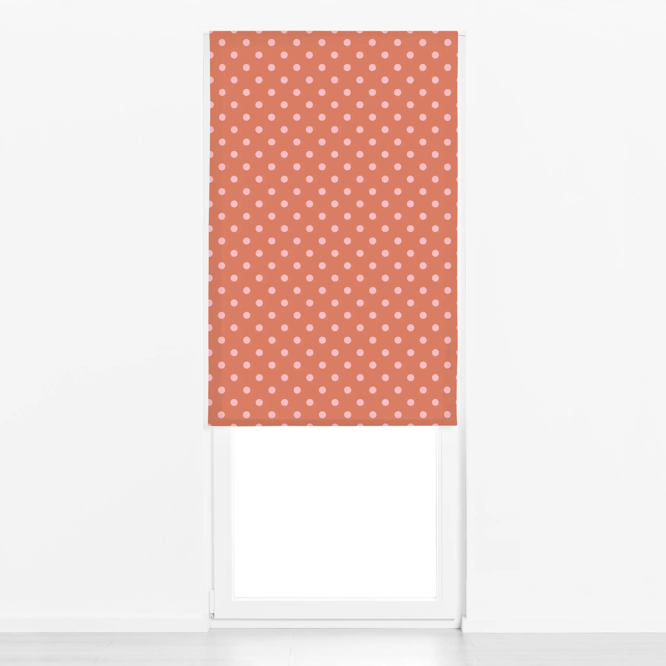 Raffrollo Love Polka Dots rosa braun - Symbole & Muster - von „Julia Schumacher"; rosa, Dots, gepunktet, braun, Polkadots, p...