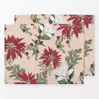 Tischset Christmas florals and holly I|