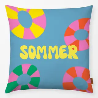 Kissen Sommer Bunte Reifen Blau