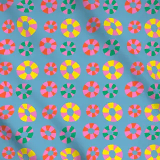 Meterware Sommer Bunte Reifen Blau