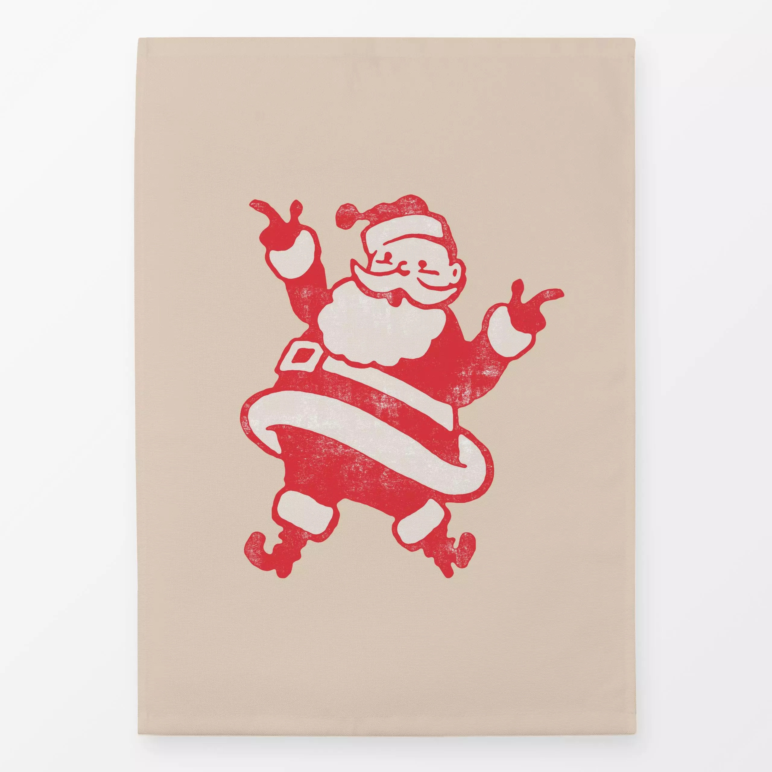 Geschirrtücher Big Santa Claus beige - Weihnachten, Winter, Anlässe - von „Studio Kesse"; Merry Christmas, Weihnachtsmann, W...