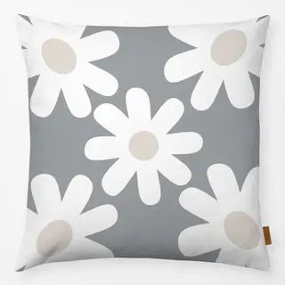 Kissen Gänseblümchen Weiß Grau