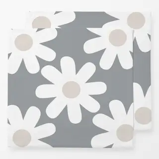 Servietten Gänseblümchen Weiß Grau