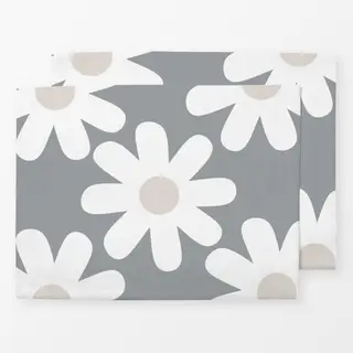 Tischset Gänseblümchen Weiß Grau
