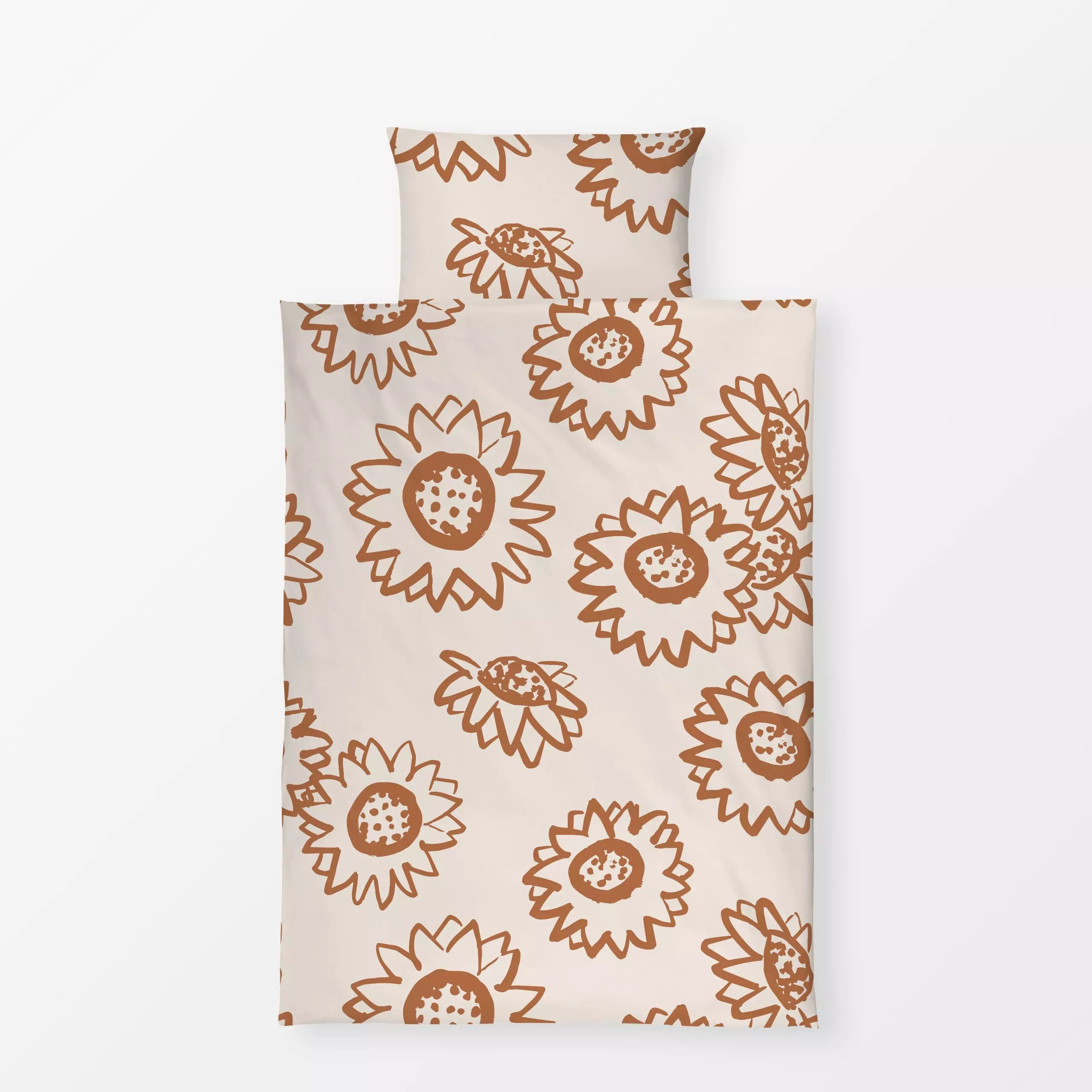 Bettwäsche Sonnenblume Beige - Blumen & Florales - von „Kruth Design"; Zeichnung, Herbst, Herbstdeko, herbstlich, Blumenmust...