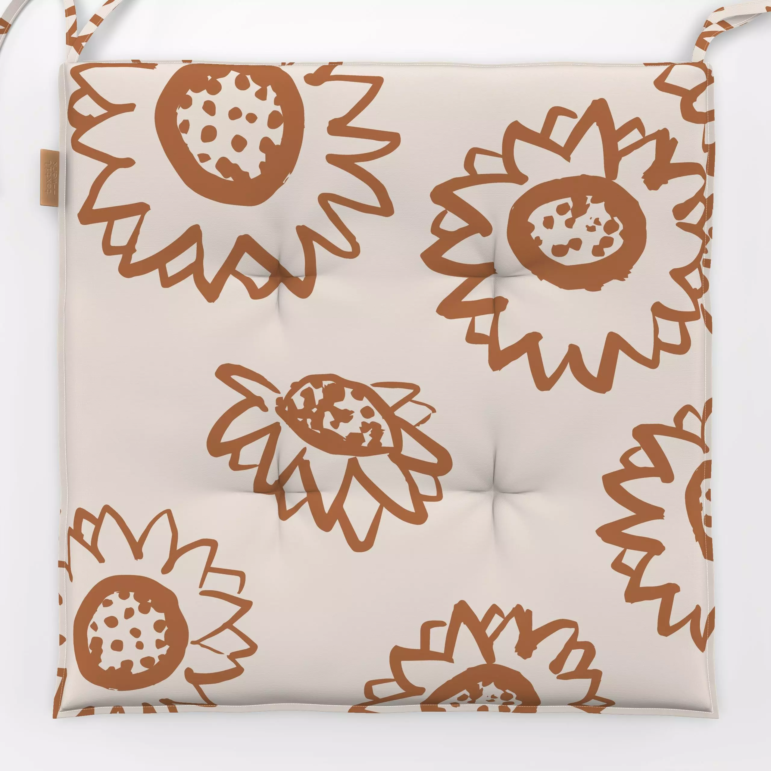 Sitzkissen Sonnenblume Beige - Blumen & Florales - von „Kruth Design"; Zeichnung, Herbst, Herbstdeko, herbstlich, Blumenmust...