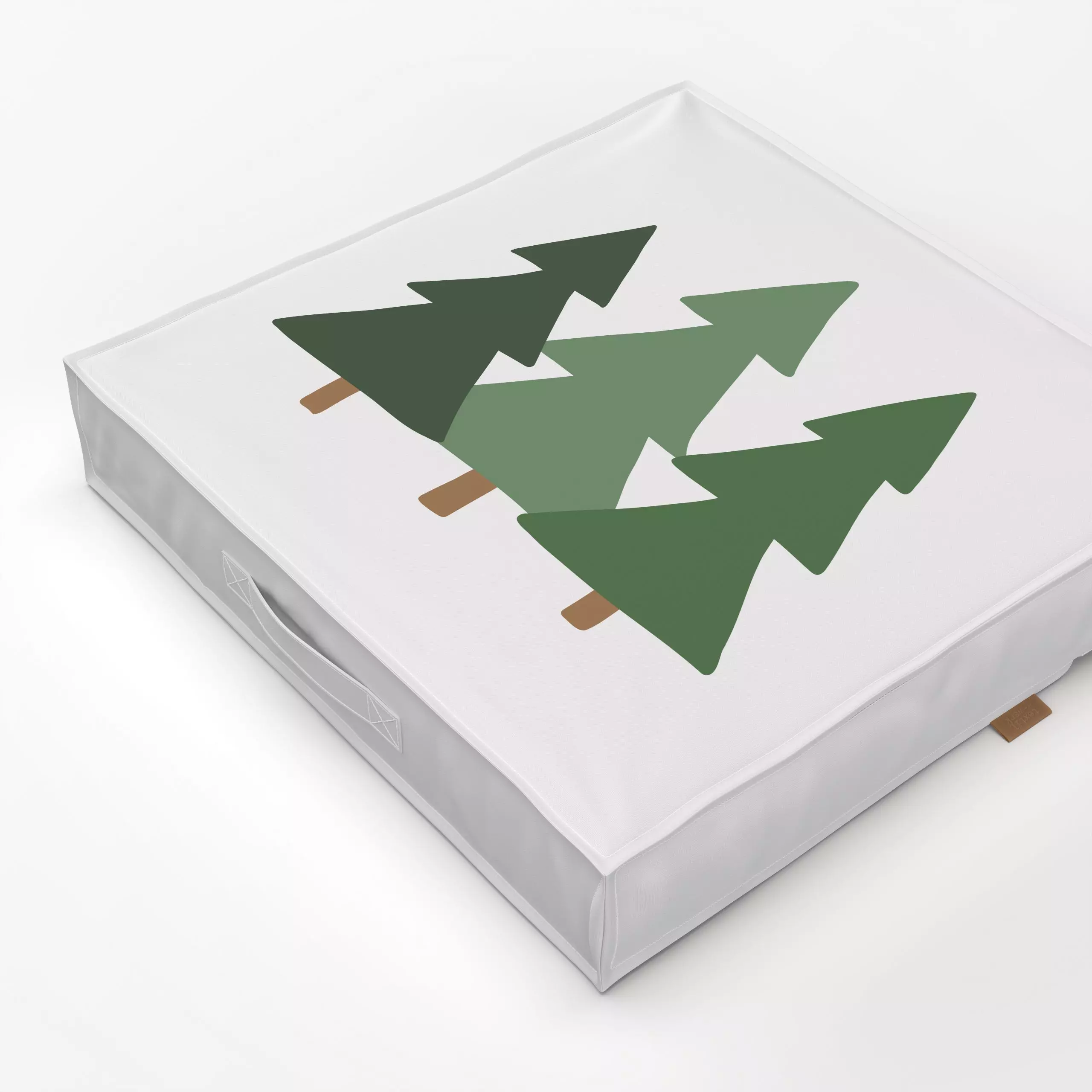 Bodenkissen Trees grün Motiv - Natur & Landschaft, Winter - von „Kathrin Woo"; minimal, Bäume, Hygge, Tannenbaum, Winter, Sc...