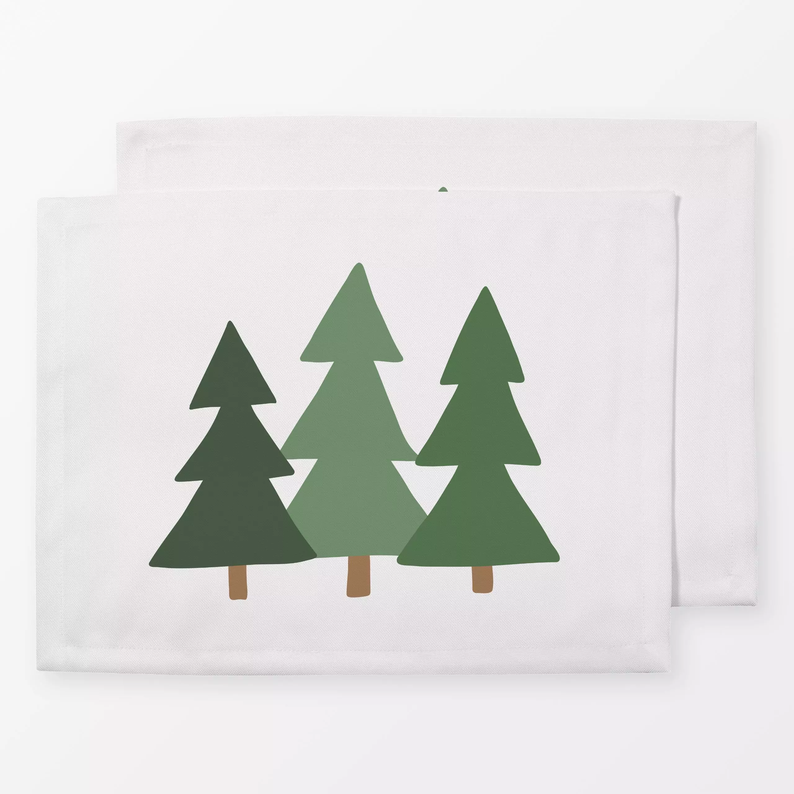Tischset Trees grün Motiv - Natur & Landschaft, Winter - von „Kathrin Woo"; minimal, Bäume, Hygge, Tannenbaum, Winter, Scand...