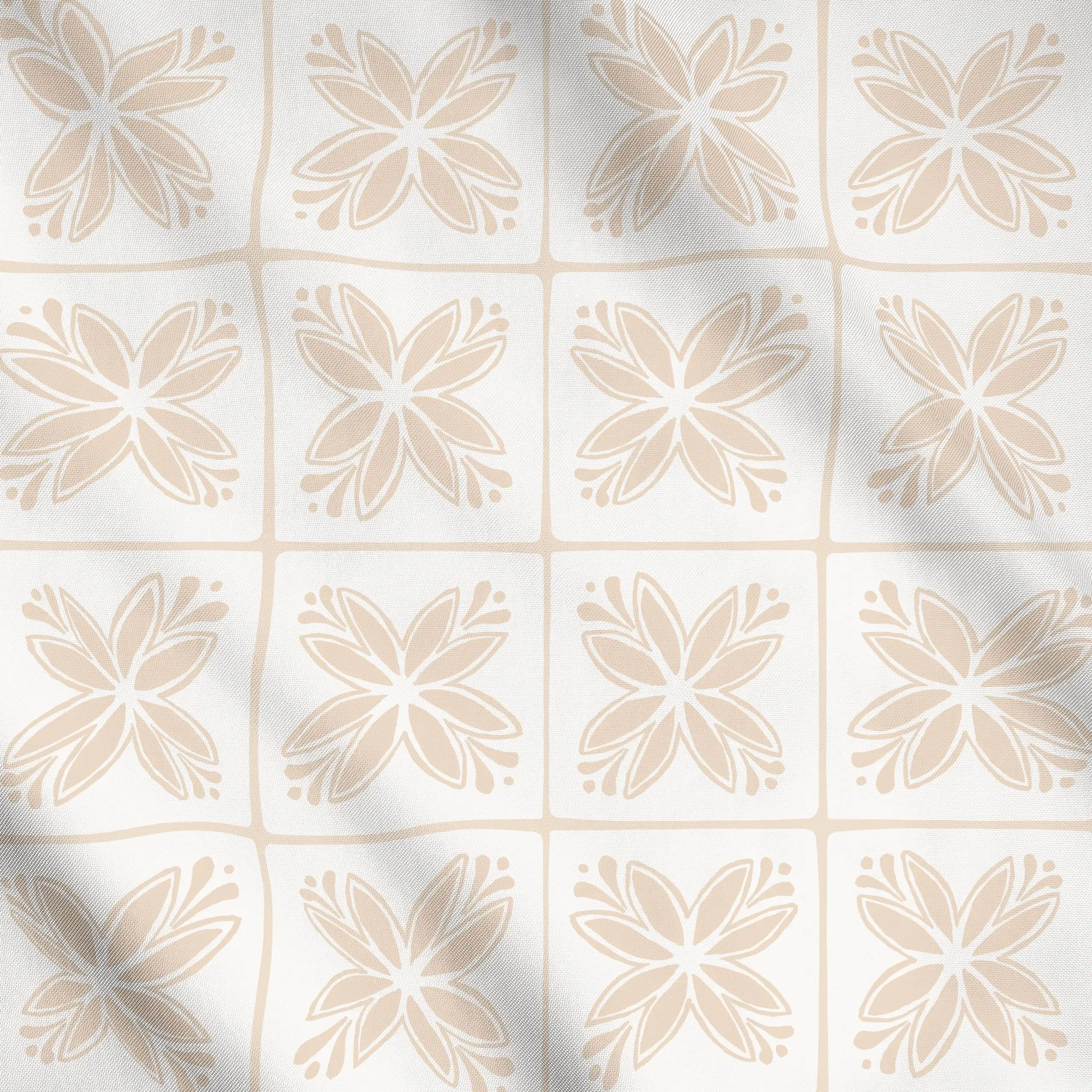Meterware Azulejo Pattern 7 beige, Blumen, gemustert, von Karen Menzenbach