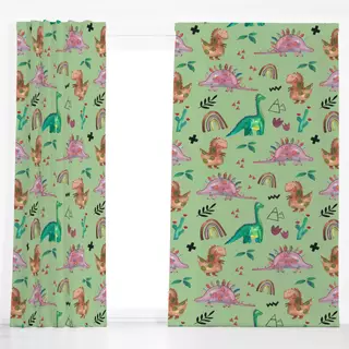 Dekovorhang Dinowelt grün