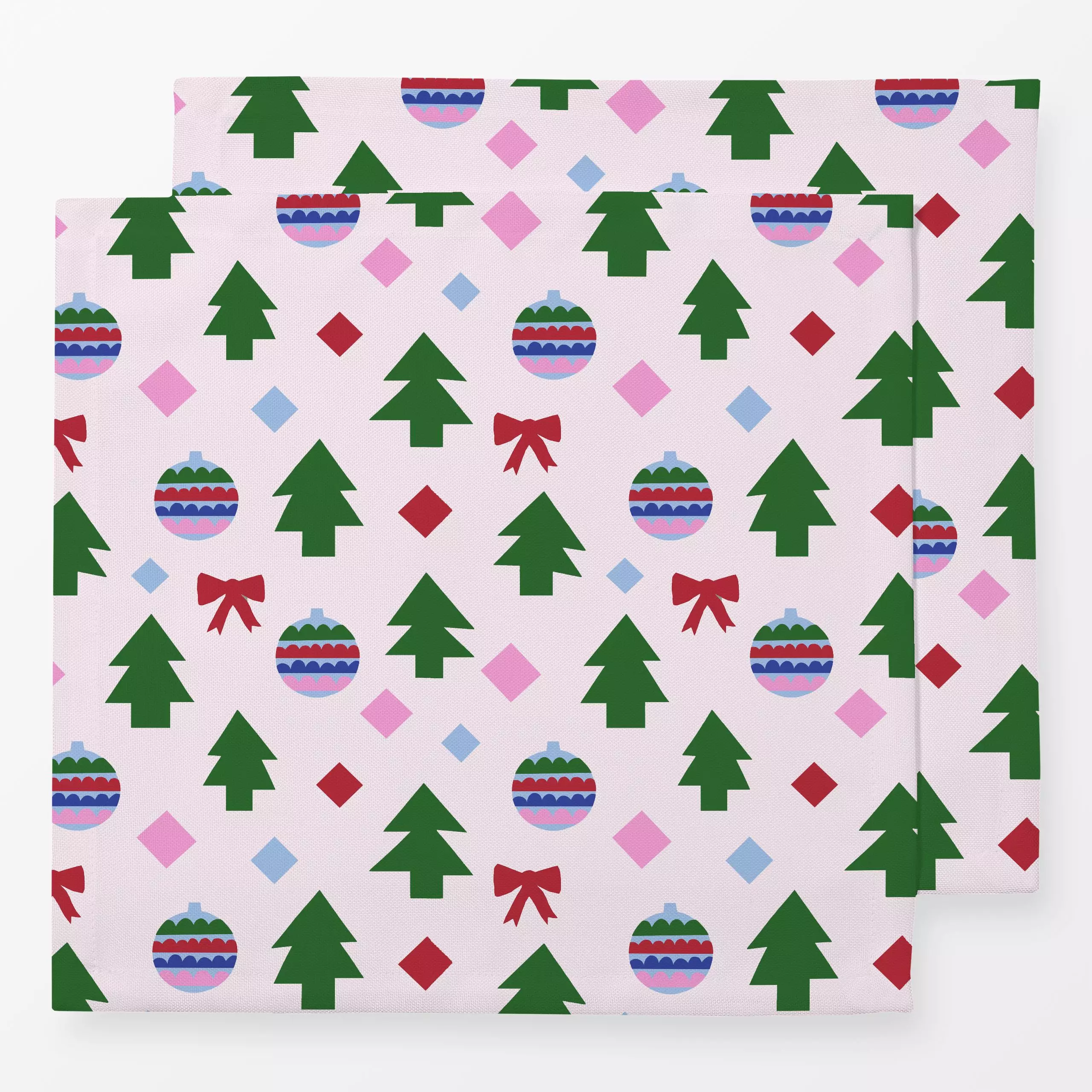 Servietten Weihnachtsmuster auf hellrosa - Weihnachten, Winter - von „Iris Knabenschuh Textildesign"; Merry Christmas, Tanne...