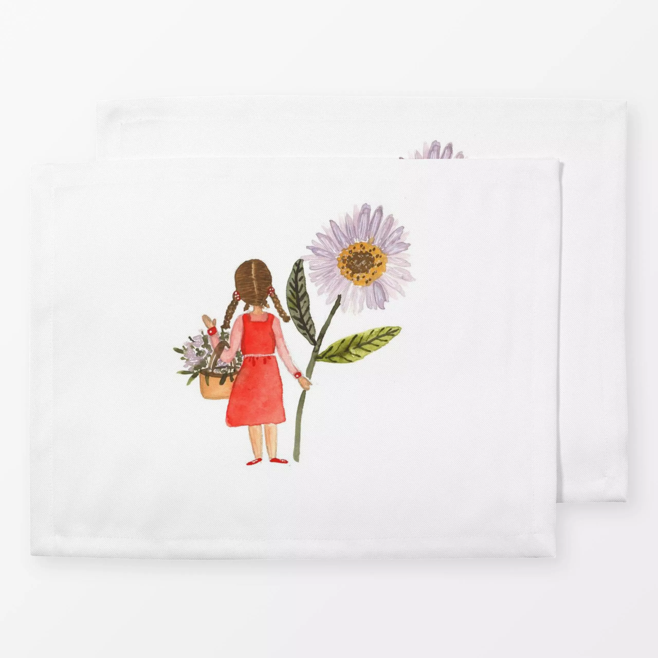 Tischset Sommertag Blumenmädchen, Blumen, fürs Kinderzimmer, Sommer, von Lena Yokota