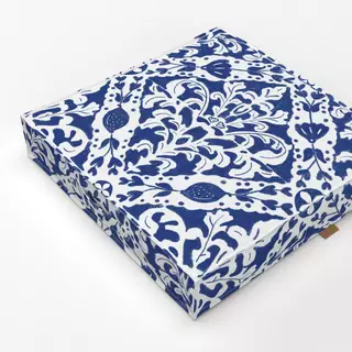 Bodenkissen Ornament Fliese Blau Weiss