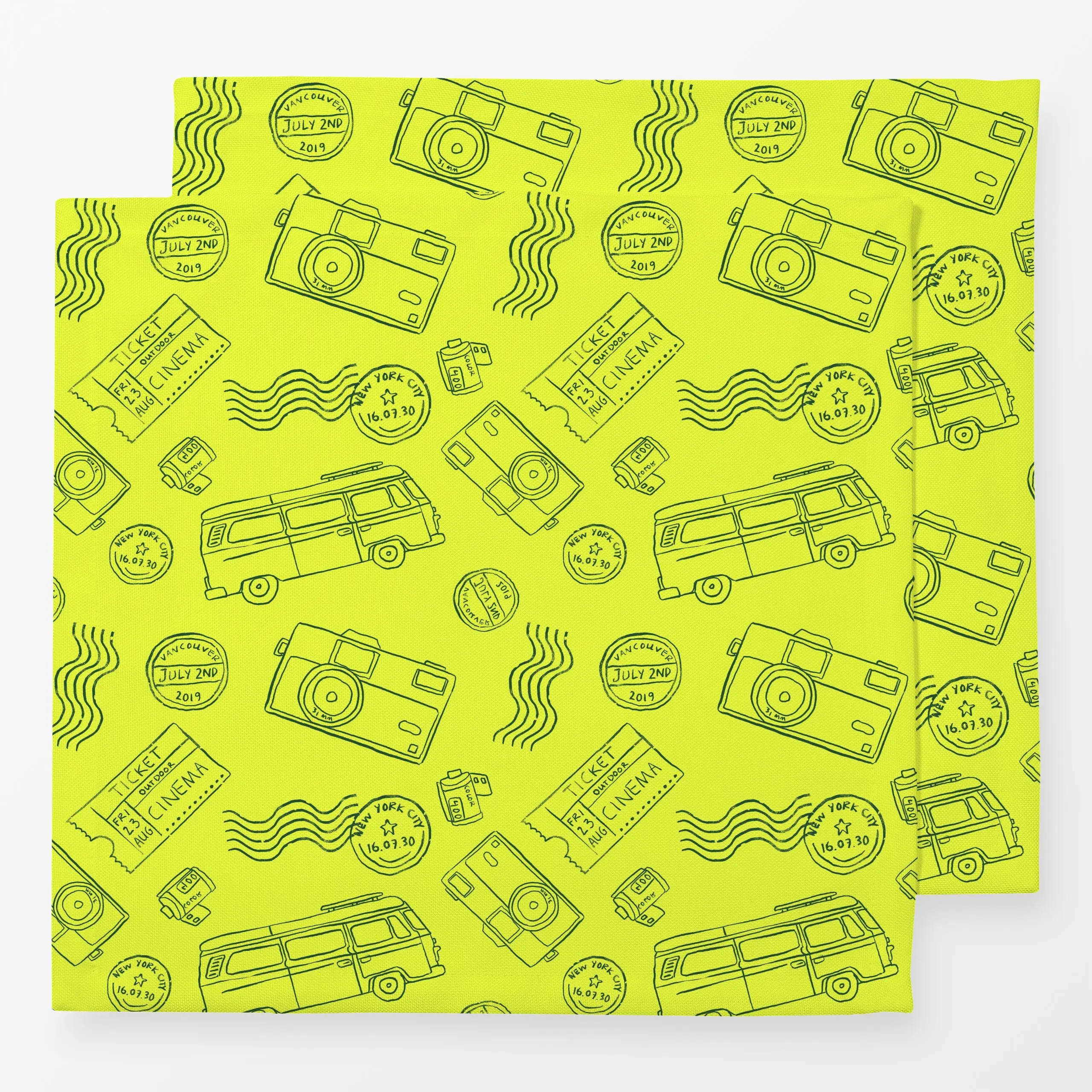 Servietten Exploring Summer Pattern - Sommer, Symbole & Muster, Reise - von „By Anna Sienna"; Muster, Illustration, Retro, C...