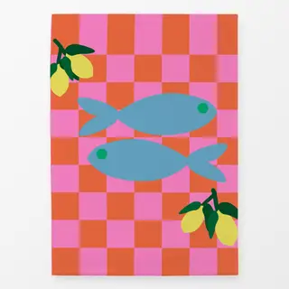 Geschirrtücher Fisch Auf Dem Tisch