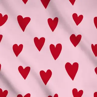 Meterware rote Herzen auf rosa