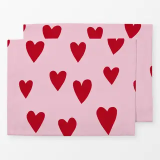 Tischset rote Herzen auf rosa