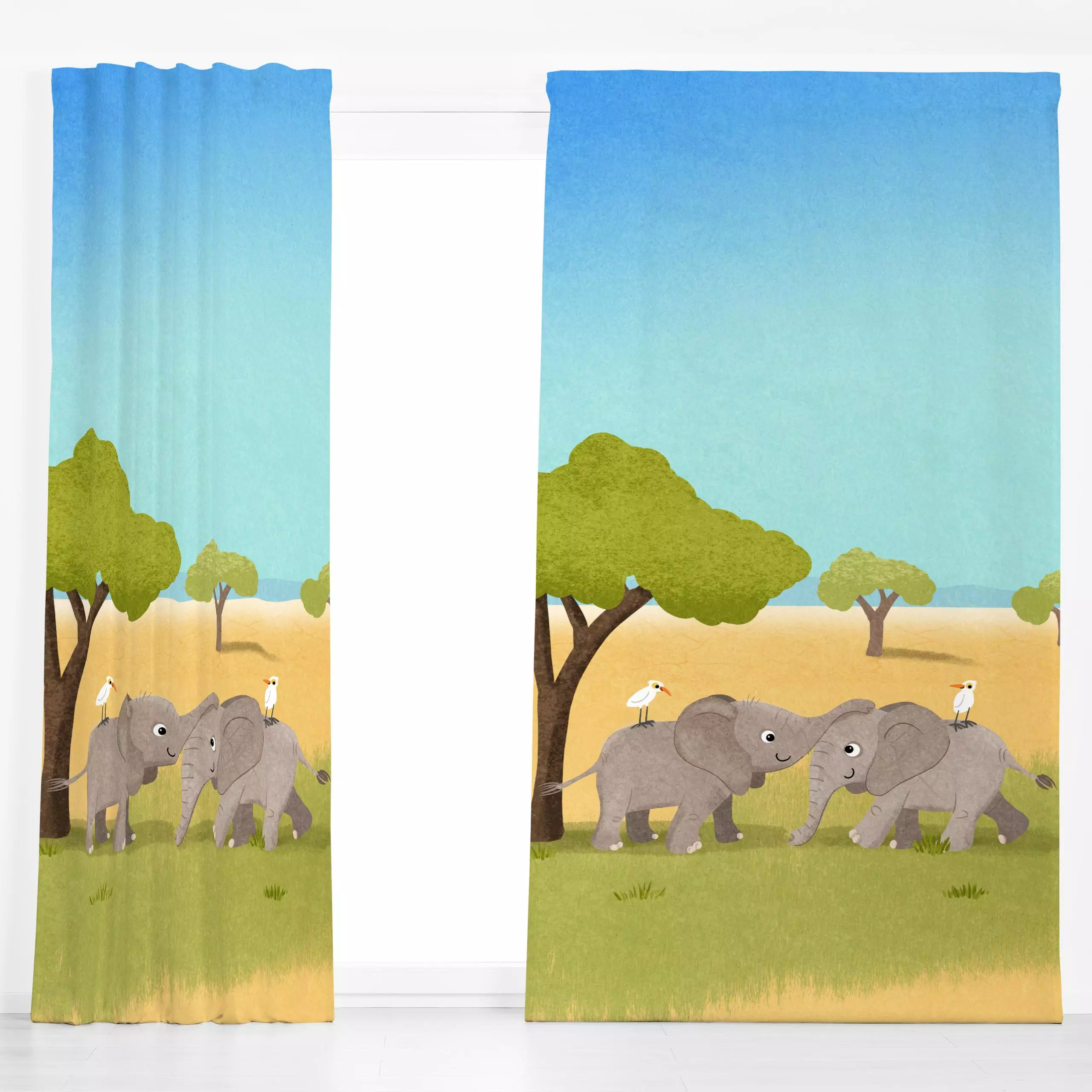 Dekovorhang Geschwisterherz - Kinderzimmer & Motive für Kinder, Tiere - von „Julia Reyelt"; Natur, Bäume, Elefant, Wildtiere...