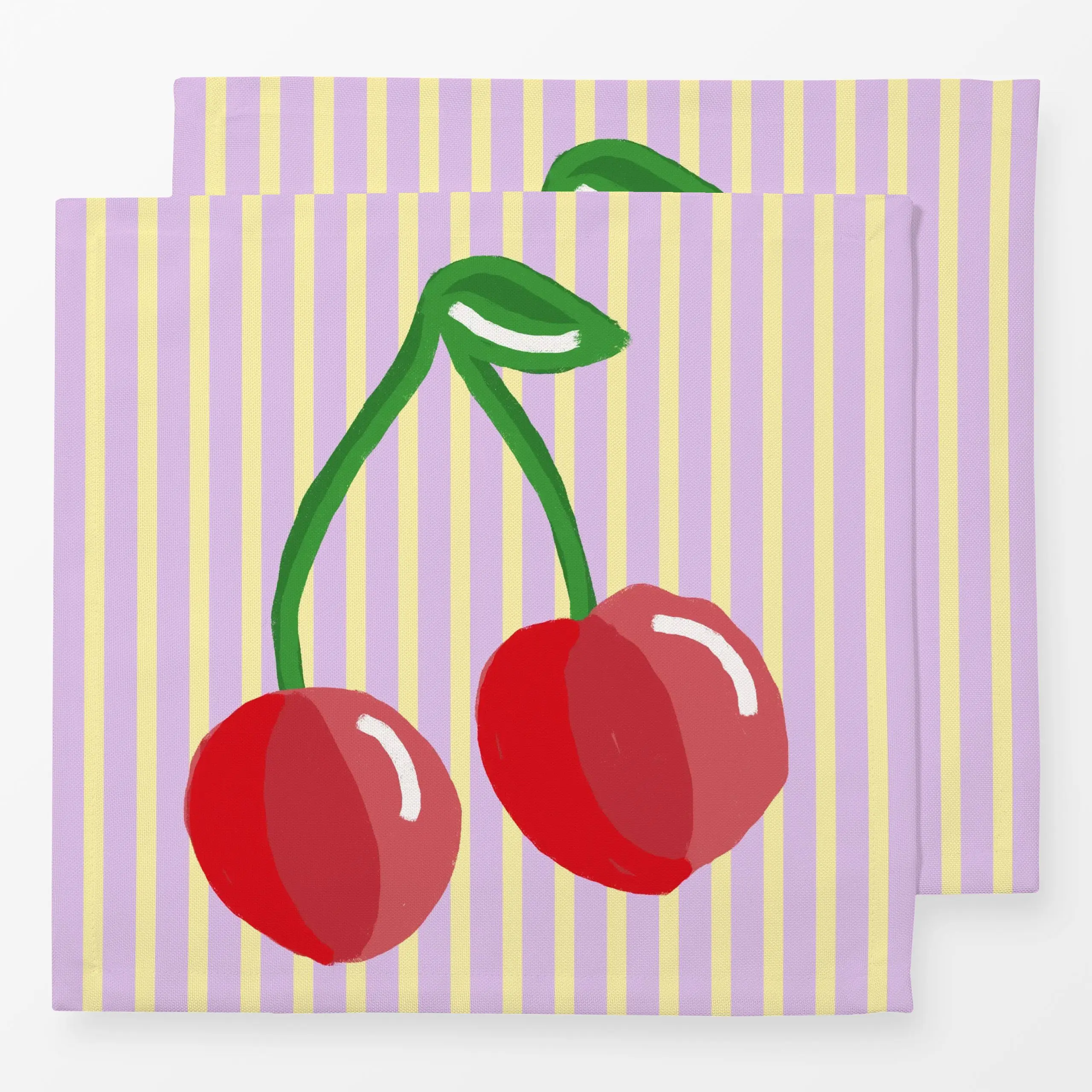 Servietten Kirsche auf Streifen - Sommer, Küche, Essen & Trinken, Früchte - von „lena marie design"; Obst, Streifen, Sommer,...