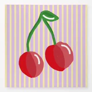Tischdecke Kirsche auf Streifen