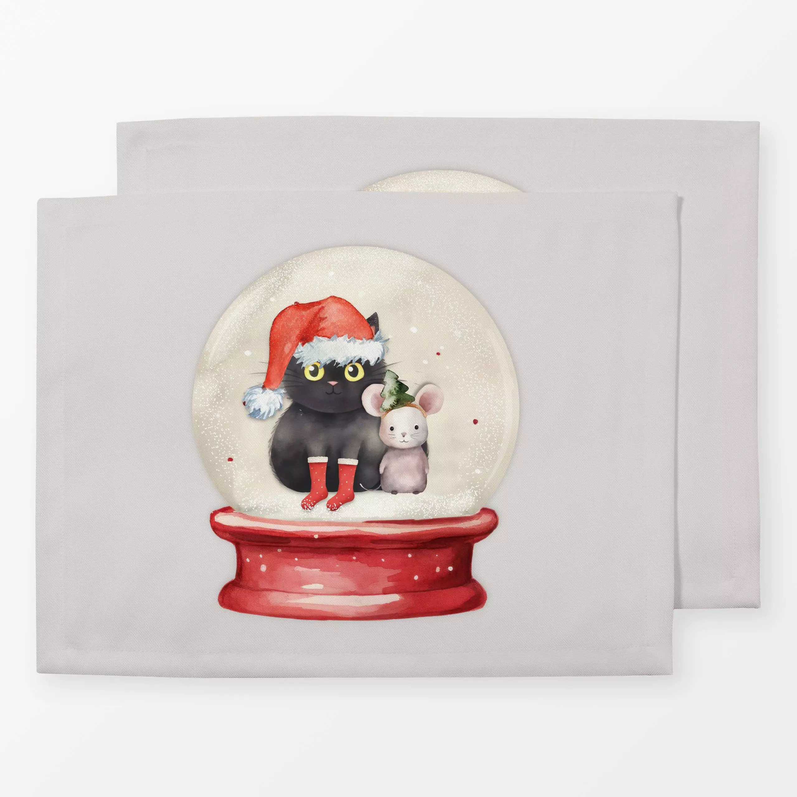 Tischset Holly Jolly Schneekugel beige - Kinderzimmer & Motive für Kinder, Weihnachten - von „Monika Strigel"; Schneeflocken...